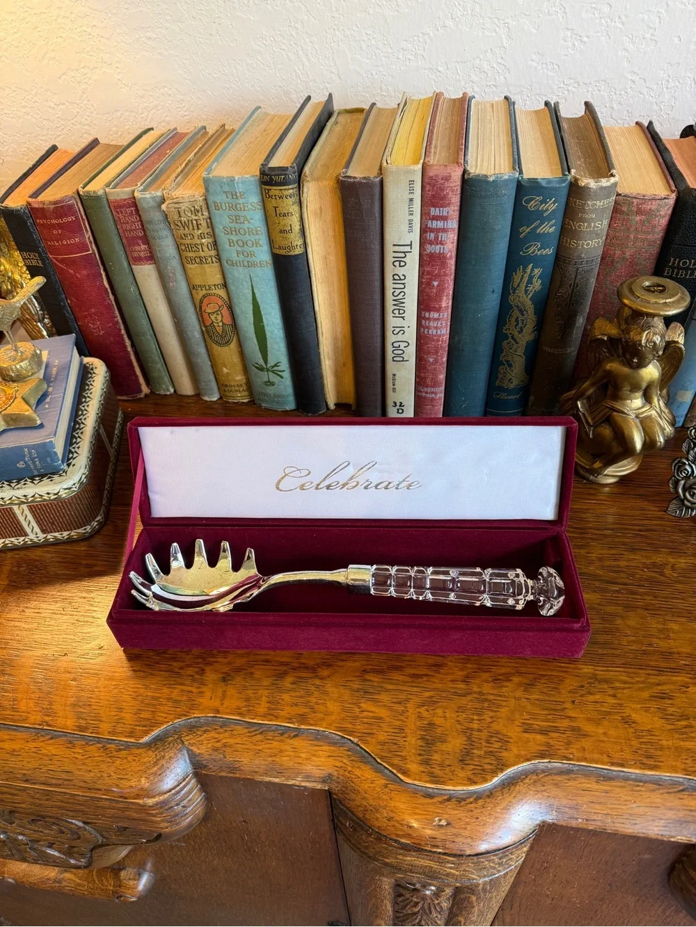 😎3/$20‼️Vintage NIB Crystal Handle Spaghetti Server – Silver Plated